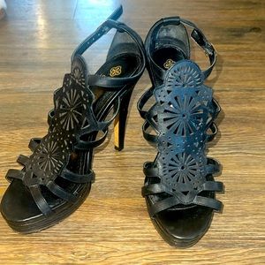 Isola black strappy high heels